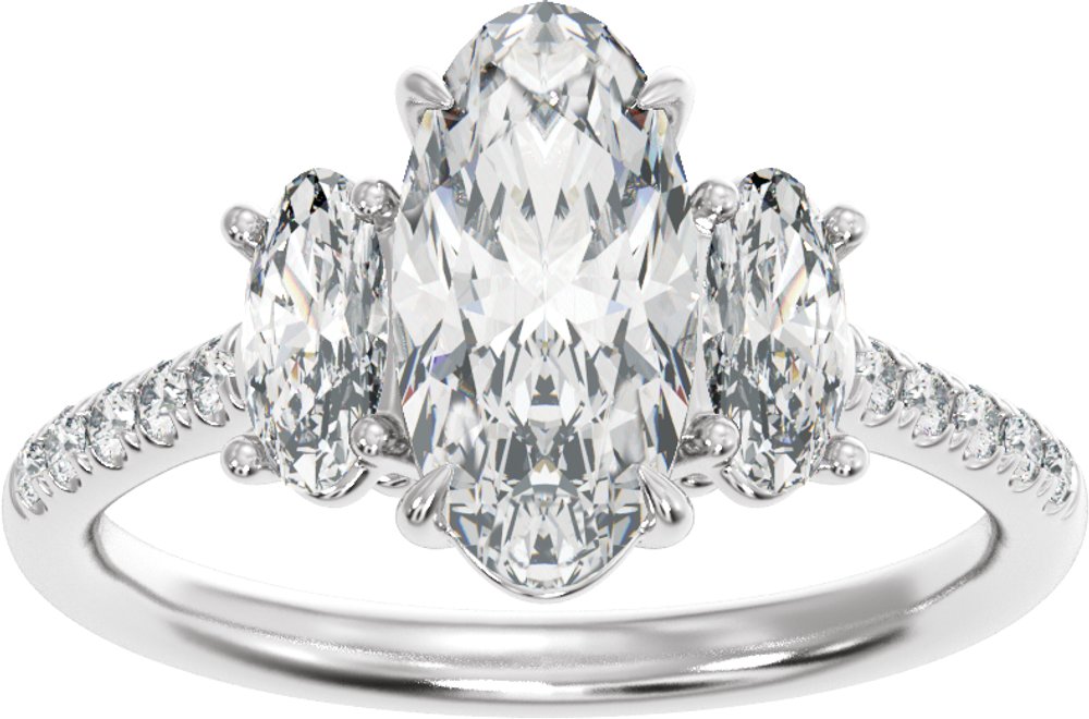 14K White Gold 2 3/4 CTW Lab-Grown Diamond Three-Stone Engagement Ring