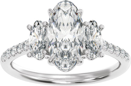 14K White Gold 2 3/4 CTW Lab-Grown Diamond Three-Stone Engagement Ring