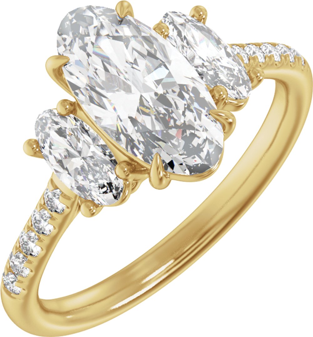 14K Yellow Gold 2 3/4 CTW Lab-Grown Diamond Three-Stone Engagement Ring
