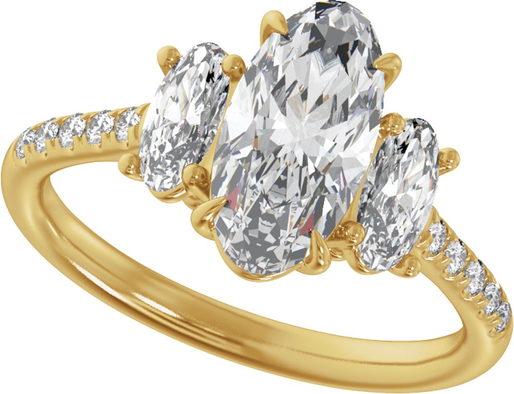 14K Yellow Gold 2 3/4 CTW Lab-Grown Diamond Three-Stone Engagement Ring