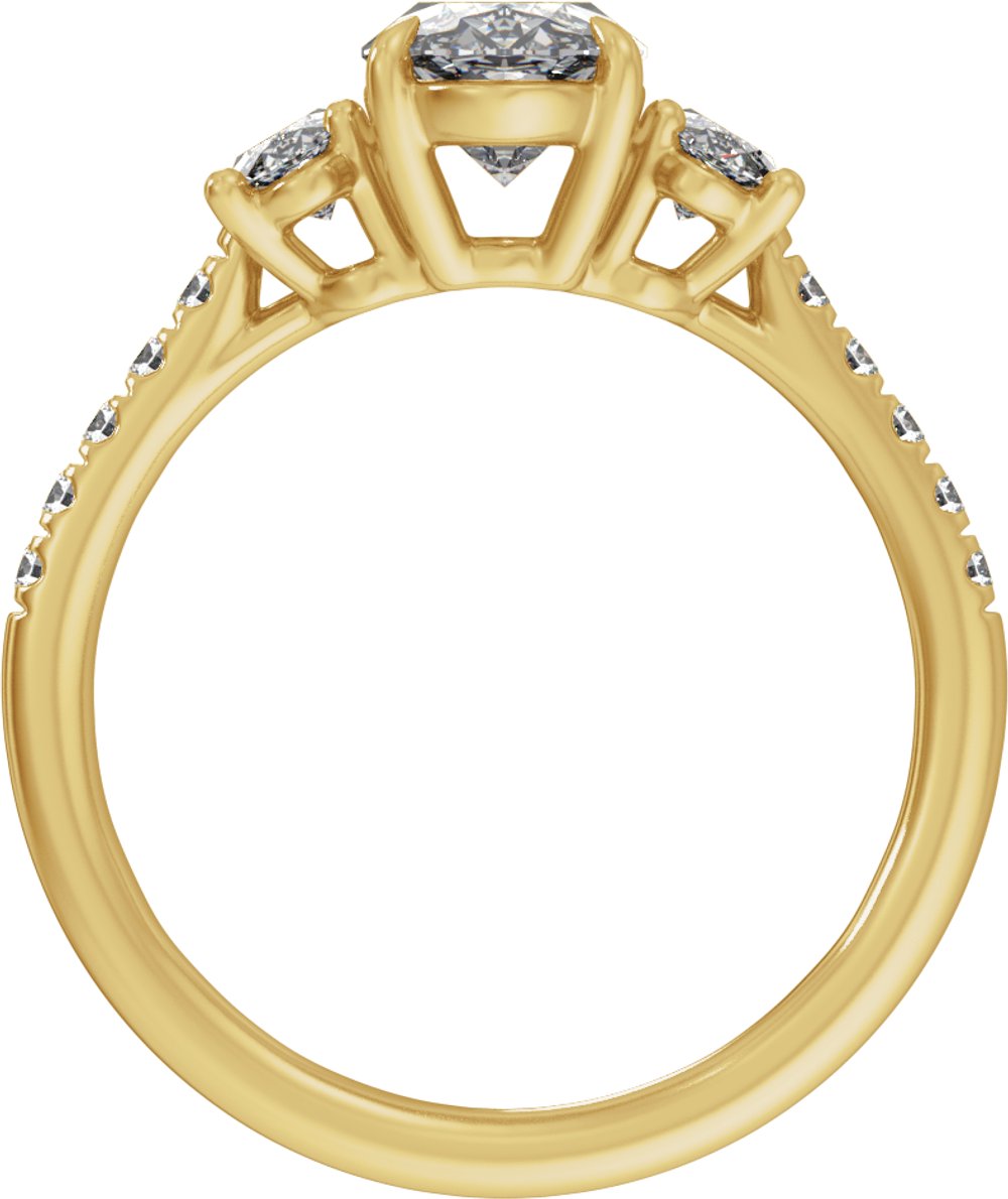 14K Yellow Gold 2 3/4 CTW Lab-Grown Diamond Three-Stone Engagement Ring