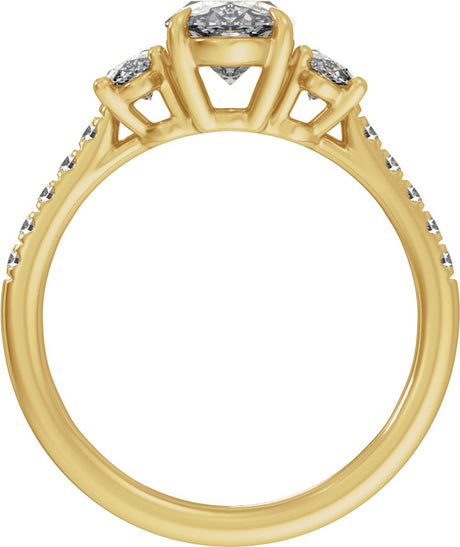 14K Yellow Gold 2 3/4 CTW Lab-Grown Diamond Three-Stone Engagement Ring