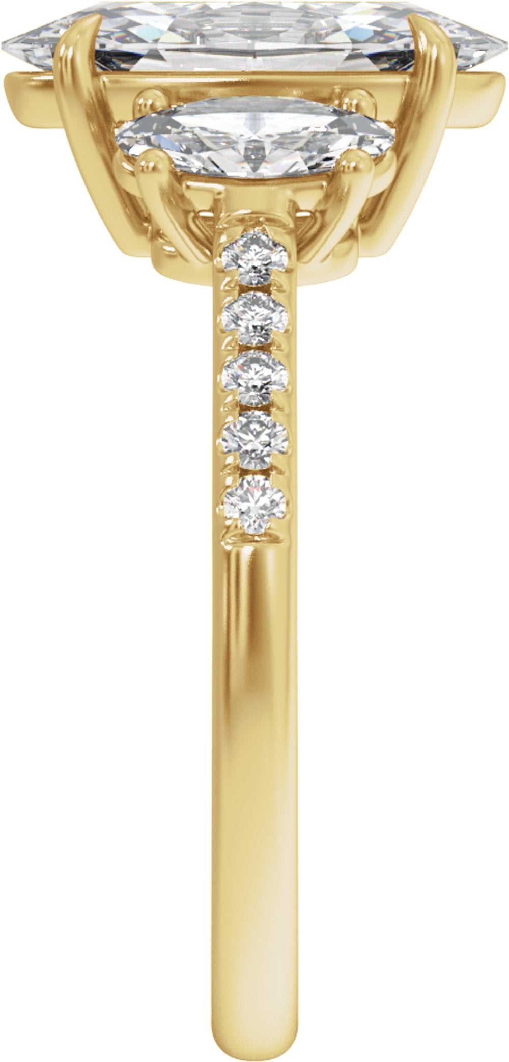 14K Yellow Gold 2 3/4 CTW Lab-Grown Diamond Three-Stone Engagement Ring