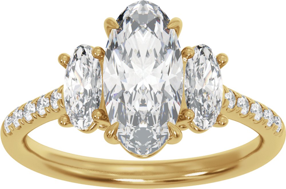 14K Yellow Gold 2 3/4 CTW Lab-Grown Diamond Three-Stone Engagement Ring