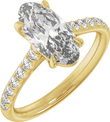 14K Yellow Gold 12.1x6.05 mm Oval 2 1/3 CTW Lab-Grown Diamond Engagement Ring