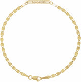 14K Yellow Gold Engravable Bar & Mirror Chain 7 1/2" Bracelet