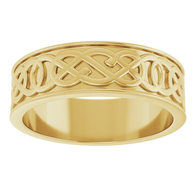 14K Yellow 7 mm Celtic-Inspired Band Size 10