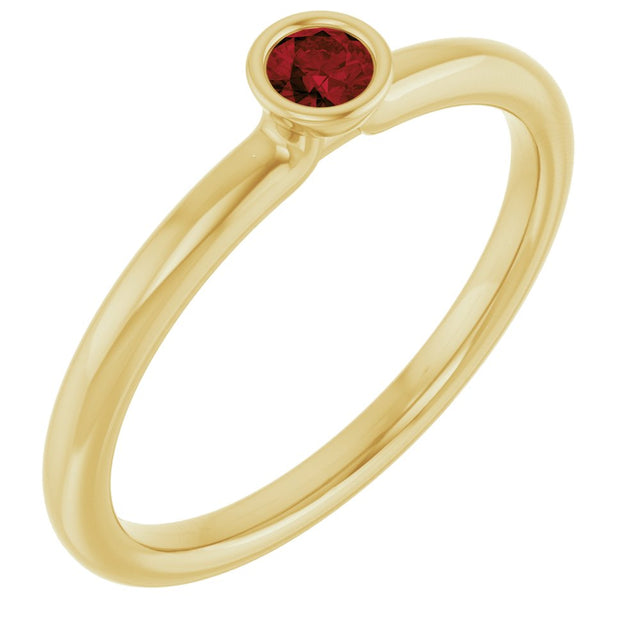 14K Yellow Gold Natural Mozambique Garnet Stackable Ring