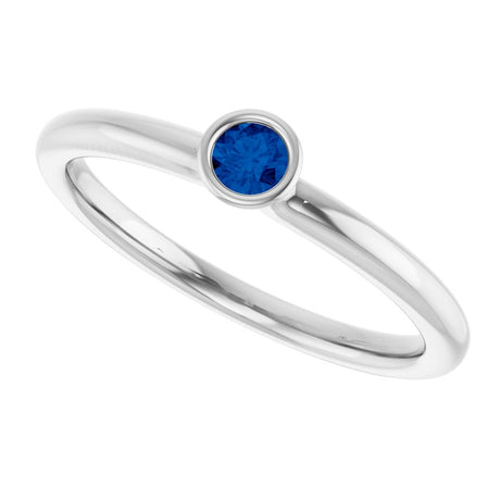 Sterling Silver Natural Blue Sapphire Stackable Ring