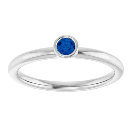 Sterling Silver Natural Blue Sapphire Stackable Ring