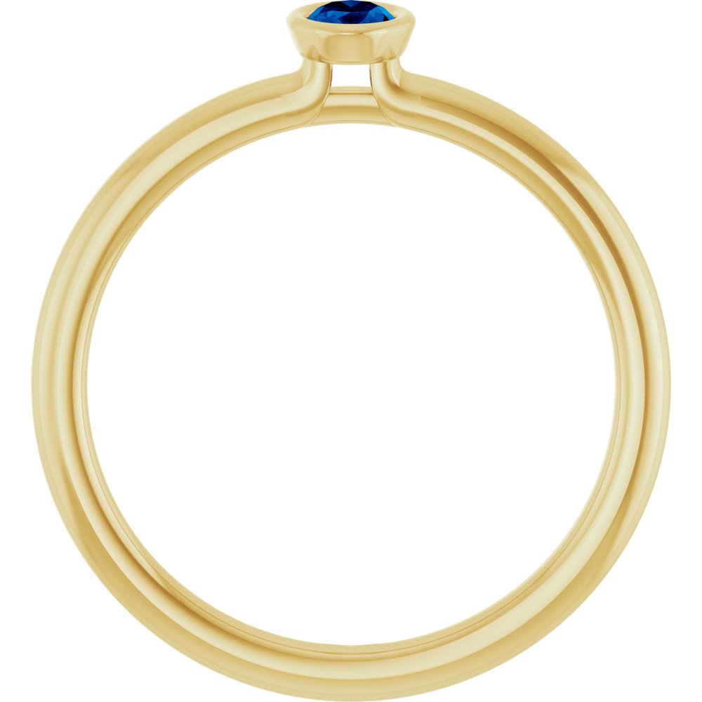 14K Yellow Gold Lab-Grown Blue Sapphire Stackable Ring