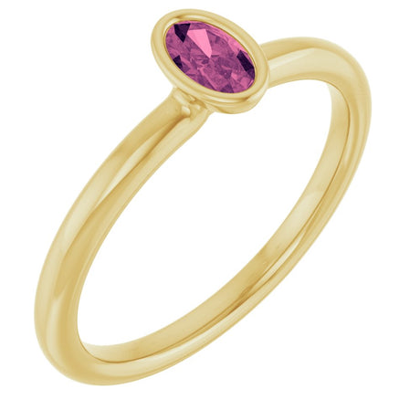 14K Yellow Gold Natural Pink Tourmaline Stackable Ring