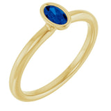 14K Yellow Gold Lab-Grown Blue Sapphire Stackable Ring