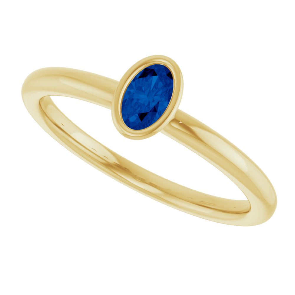 14K Yellow Gold Lab-Grown Blue Sapphire Stackable Ring