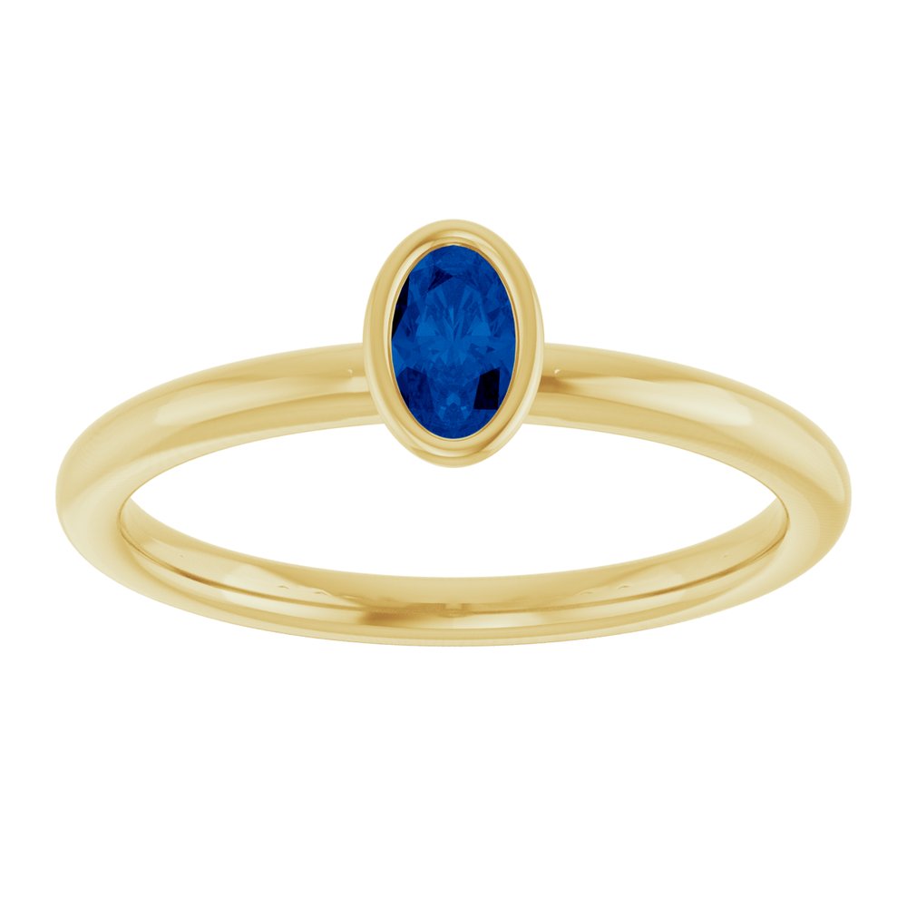 14K Yellow Gold Lab-Grown Blue Sapphire Stackable Ring