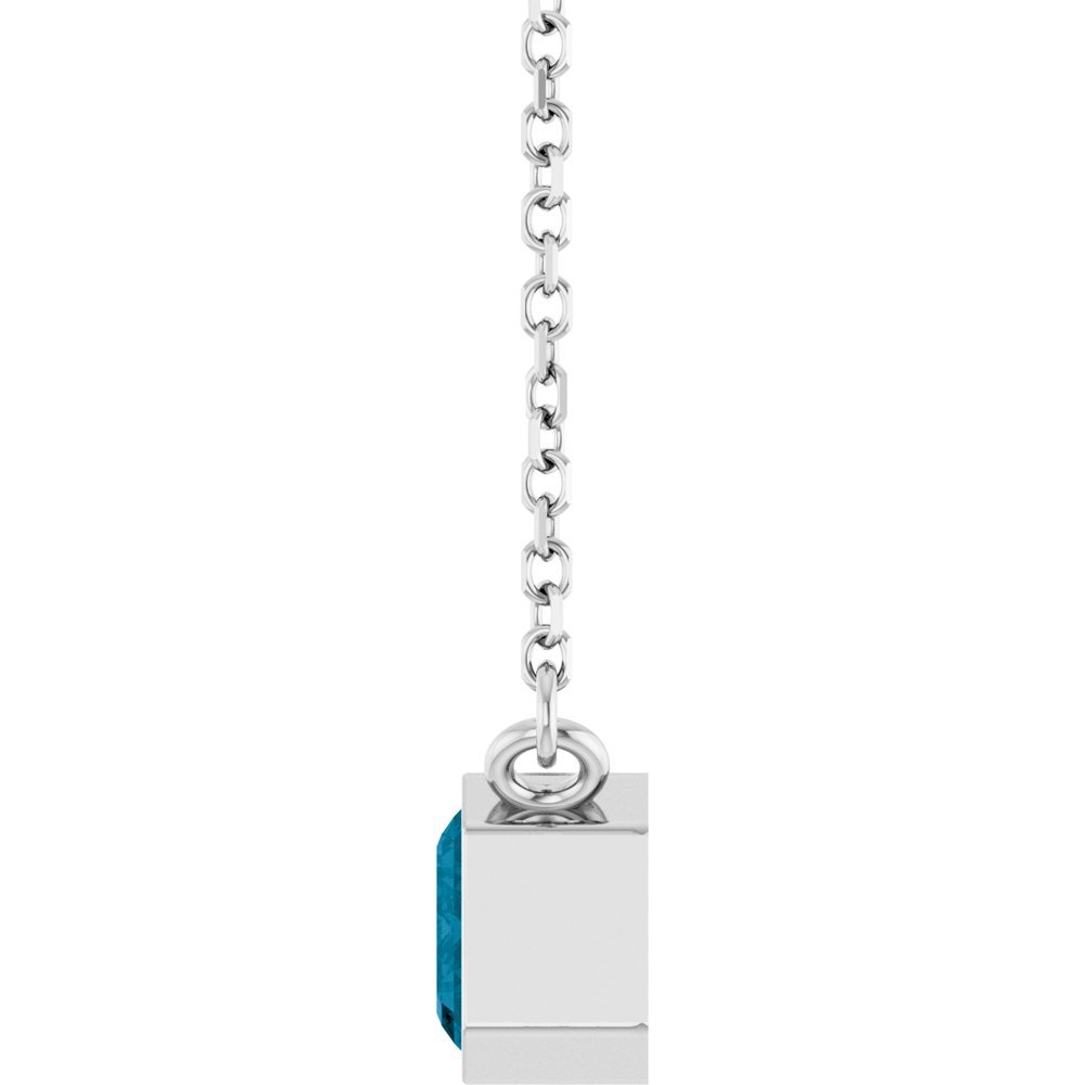 Platinum Natural London Blue Topaz 18" Necklace 