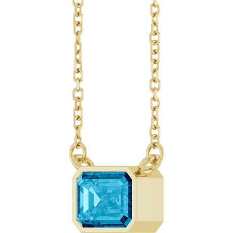 14K Yellow Gold Natural Aquamarine 18" Necklace 