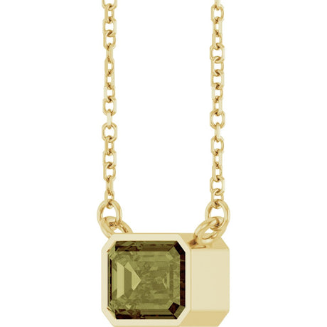 14K Yellow Gold Lab-Grown Green Sapphire 18" Necklace 