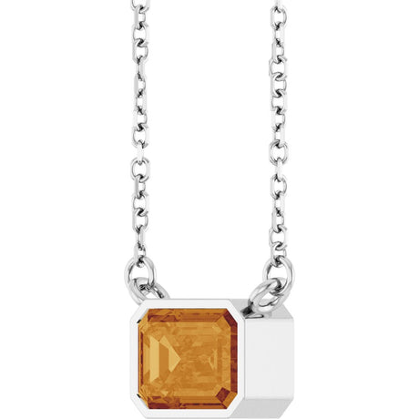 Sterling Silver Natural Citrine 18" Necklace 