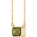 14K Yellow Gold Lab-Grown Green Sapphire 18" Necklace 