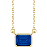 14K Yellow Gold Lab-Grown Blue Sapphire 18" Necklace 
