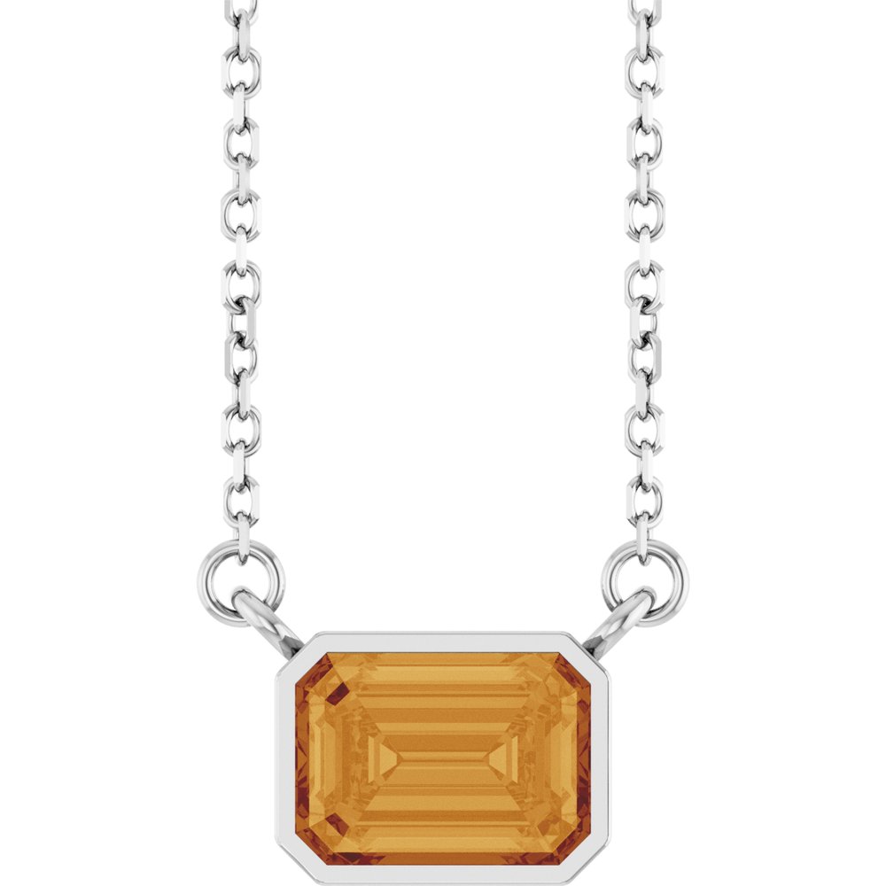 Sterling Silver Natural Citrine 18" Necklace 