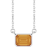 Sterling Silver Natural Citrine 18" Necklace 