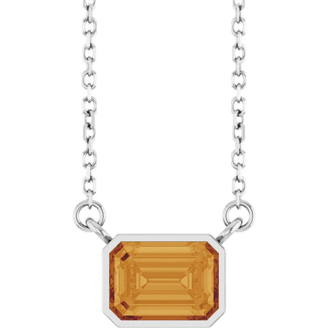 Sterling Silver Natural Citrine 18" Necklace 