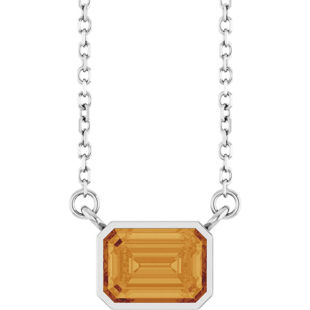 Sterling Silver Natural Citrine 18" Necklace 