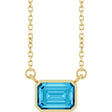 14K Yellow Gold Natural Aquamarine 18" Necklace 