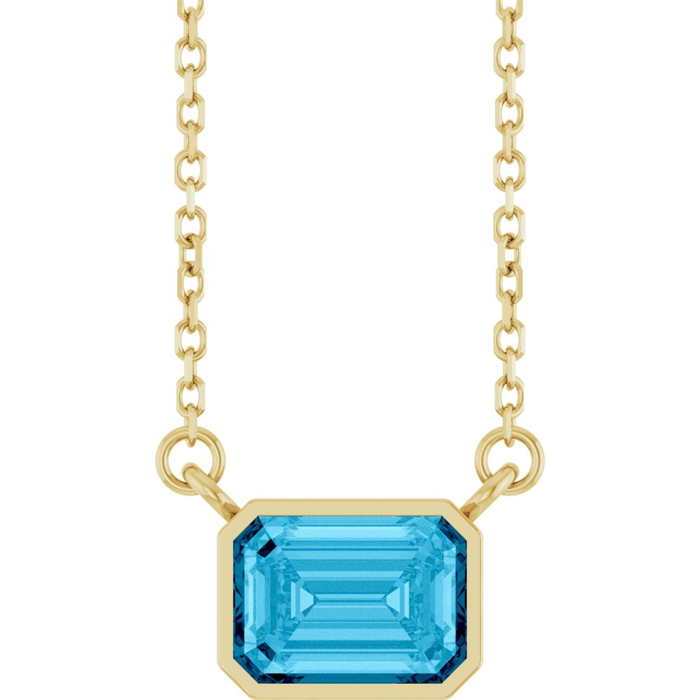 14K Yellow Gold Natural Aquamarine 18" Necklace 
