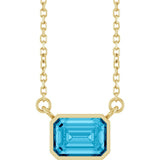 14K Yellow Gold Natural Aquamarine 18" Necklace 