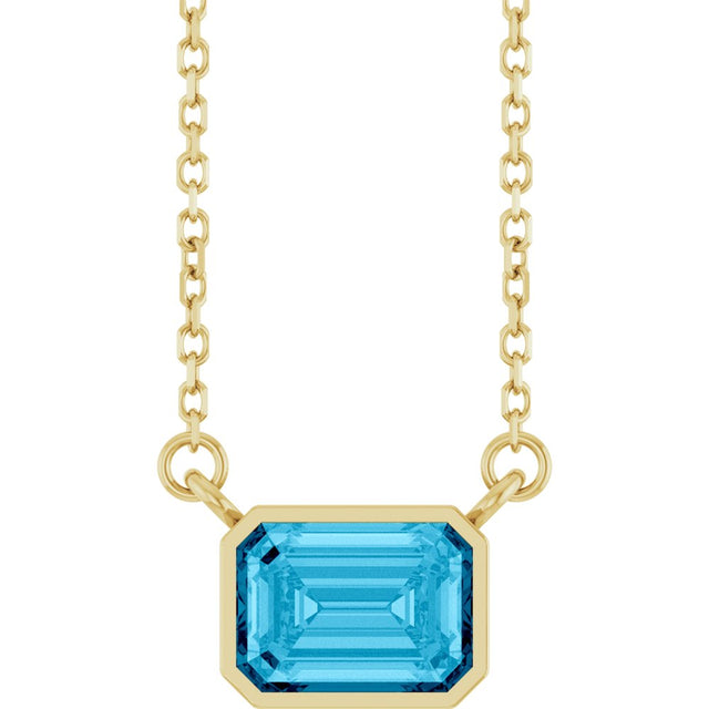 14K Yellow Gold Natural Aquamarine 18" Necklace 