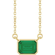 14K Yellow Gold Lab-Grown Emerald 18" Necklace 
