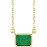 14K Yellow Gold Lab-Grown Emerald 18" Necklace 