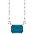 Platinum Natural London Blue Topaz 18" Necklace 