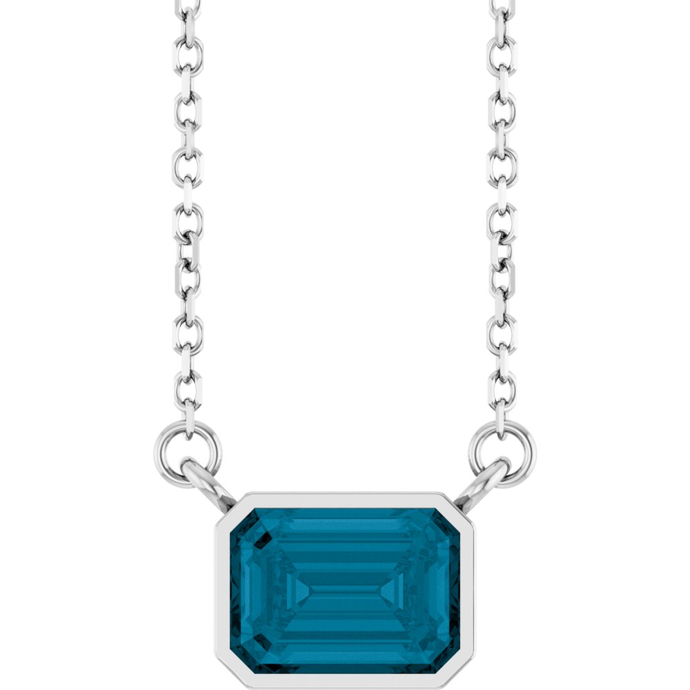 Platinum Natural London Blue Topaz 18" Necklace 