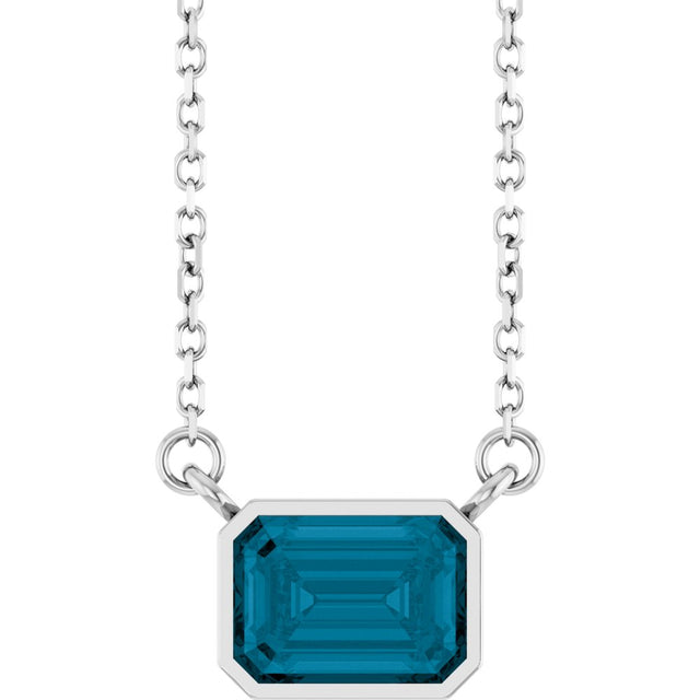 Platinum Natural London Blue Topaz 18" Necklace 