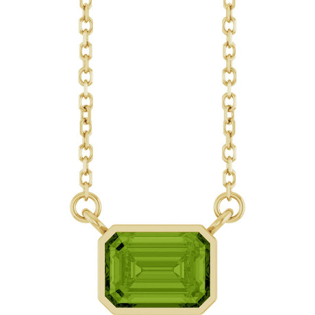 14K Yellow Gold Natural Peridot 18" Necklace 