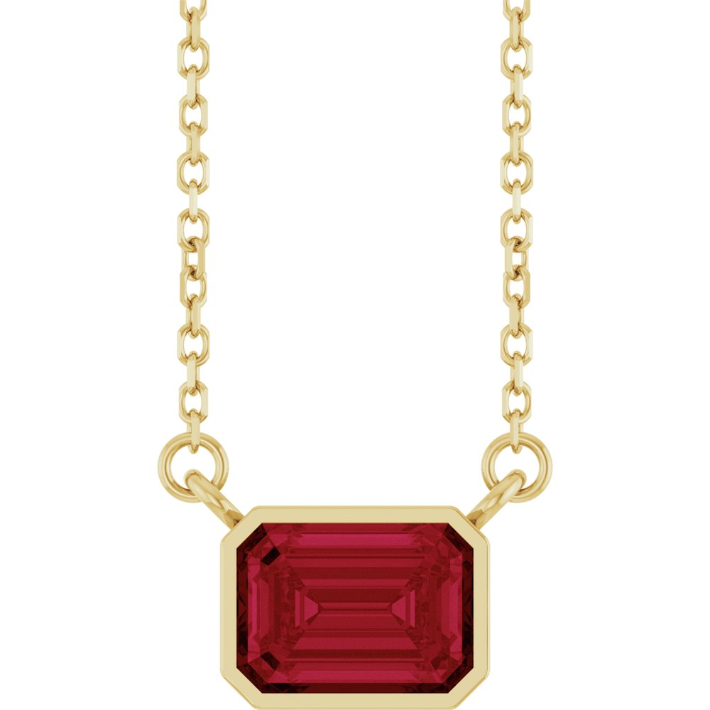 14K Yellow Gold Lab-Grown Ruby 18" Necklace 