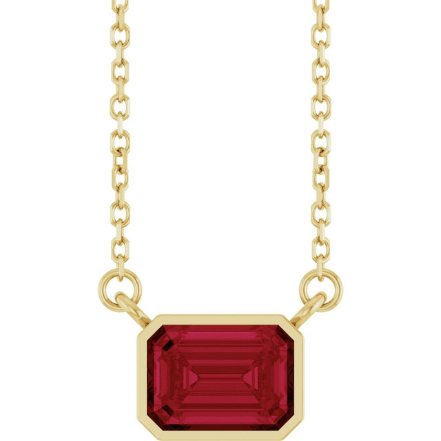 14K Yellow Gold Lab-Grown Ruby 18" Necklace 