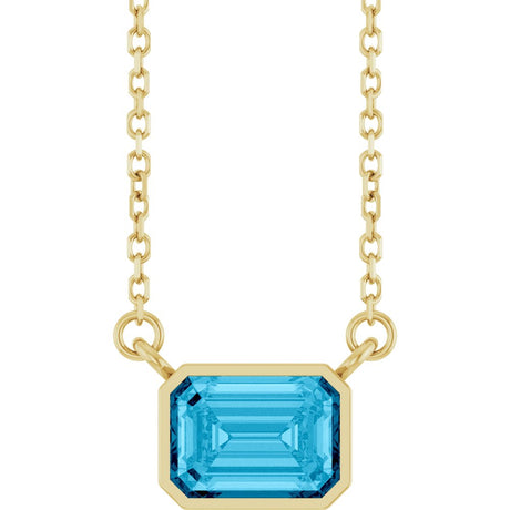 14K Yellow Gold Natural Aquamarine 18" Necklace 