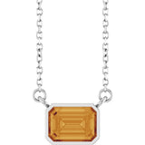 Sterling Silver Natural Citrine 18" Necklace 