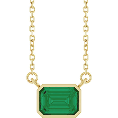14K Yellow Gold Lab-Grown Emerald 18" Necklace 