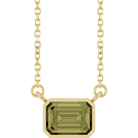 14K Yellow Gold Lab-Grown Green Sapphire 18" Necklace 