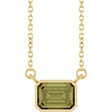 14K Yellow Gold Lab-Grown Green Sapphire 18" Necklace 