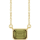 14K Yellow Gold Lab-Grown Green Sapphire 18" Necklace 