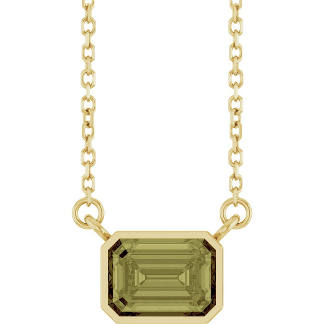 14K Yellow Gold Lab-Grown Green Sapphire 18" Necklace 