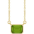 14K Yellow Gold Natural Peridot 18" Necklace 