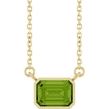 14K Yellow Gold Natural Peridot 18" Necklace 